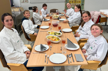 Gemüseauflauf und Trauben-Schicht-Dessert