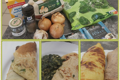 Herzhaftte Pfannkuchen mit Spinat und Feta, Kinderpunsch