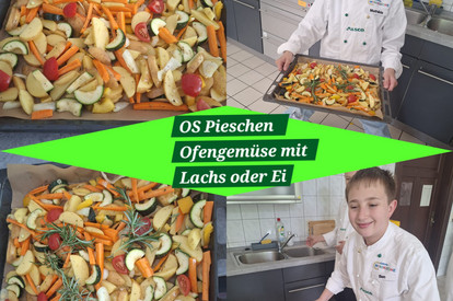 Ofengemüse und Dip wahlweise mit Lachs oder Spiegelei