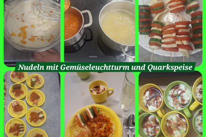 Nudeln mit Gemüseleuchtturm