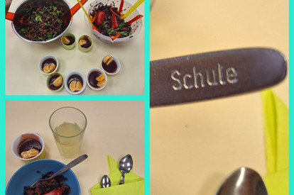 Winterlicher Brotsalat und Fruchtpudding